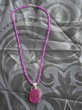 Purple Pink Ruby Beads With Ruby Pendant